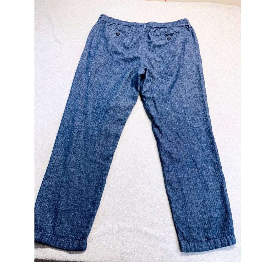 Banana Republic Slim Fit Pants Men 36x32 Blue Linen Blend Textured Chinos Preppy